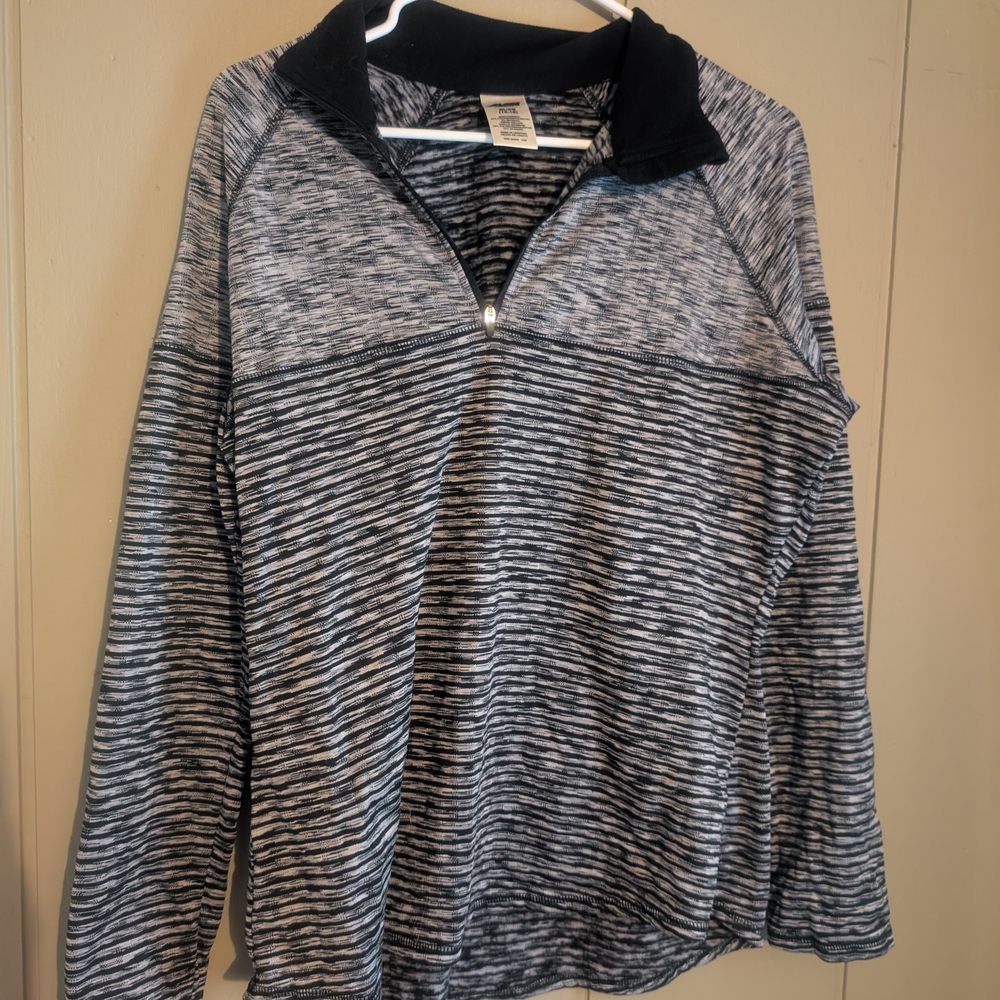 Avia Black and White Striped Pullover